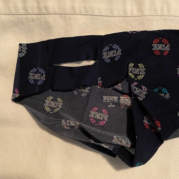 PINK VS Thong / String Panty Blue with PINK Emblems Medium NWT - Picture 4 of 6